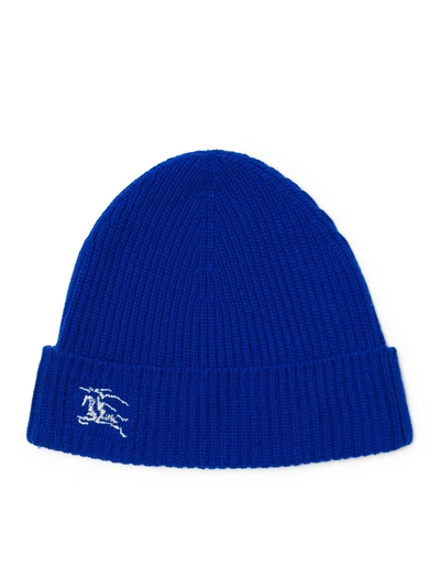 Burberry Ribbed Cashmere Hat In Blue