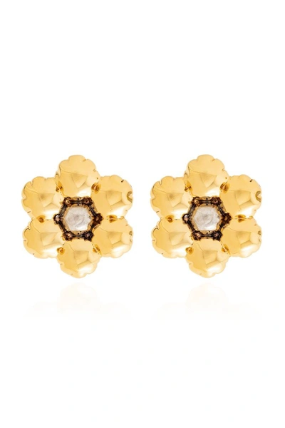 Marni Puffy Flower Earrings In Gold