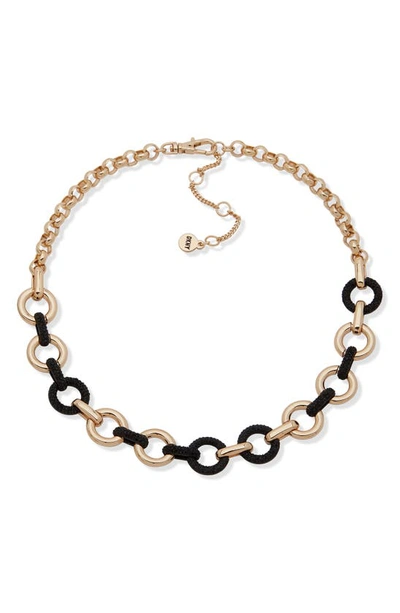 Dkny Two-tone Pavé Crystal Link Collar Necklace In Gold