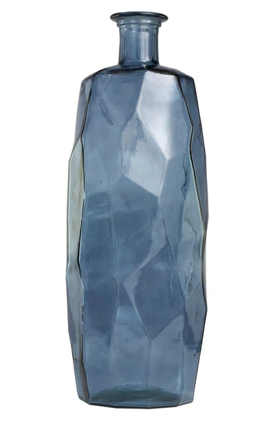 Ginger Birch Studio Textured Recycled Glass Vase In Blue