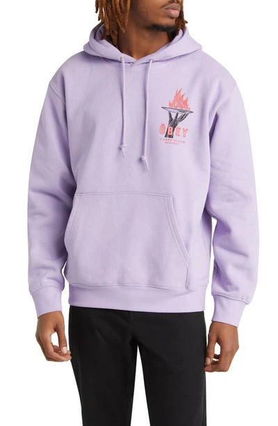 Obey Seize Fire Graphic Hoodie In Digital Lavender