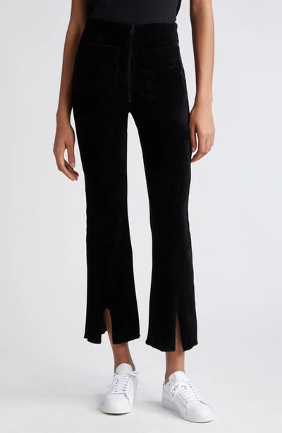 Kkco Canyon Front Slit Corduroy Ankle Pants In Black