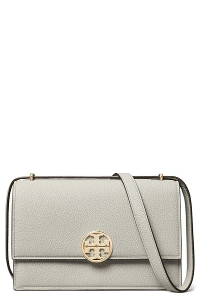 Tory Burch Miller Leather Convertible Shoulder Bag In Feather Gray