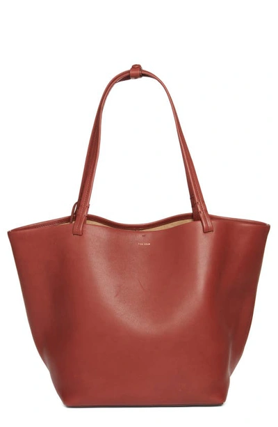 The Row Park Three Leather Tote In Cognac