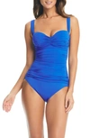 Bleu By Rod Beattie Kore Shirred Underwire One-piece Swimsuit In Aegean Bleu