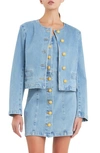 English Factory Crop Denim Jacket In Light Blue