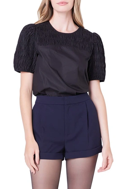 English Factory Smocked Top In Black