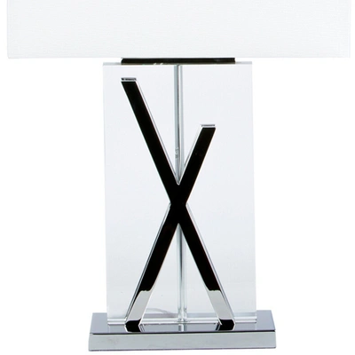 Finesse Decor Chrome And Crystal X Table Lamp // 1 Light // Usb Charger