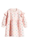 Tucker + Tate Babies' Floral Ruffle Long Sleeve Cotton Blend Sweatshirt Dress In Pink English Edie Heart
