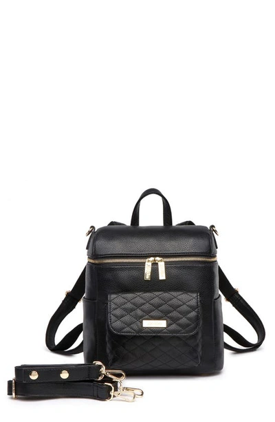 Luli Bebe Babies' Petit Monaco Faux Leather Diaper Bag In Ebony Black