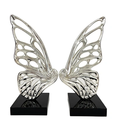 Finesse Decor Butterfly Wings Chrome Sculpture In Metallic