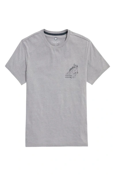 Vineyard Vines Lighthouse Fishing Scene Short Sleeve Dunes T-shirt In Grey Heather