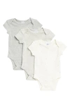 Nordstrom Babies' Assorted 3-pack Cotton Bodysuits In Grey Star And Stripe Pack