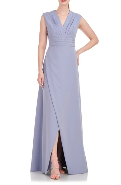 Kay Unger Melora Pleat Bodice Gown In Cornflower