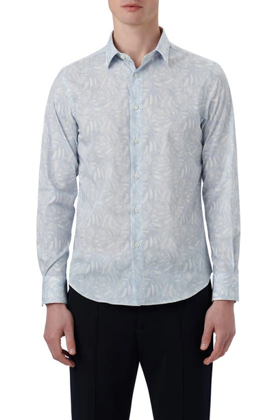 Bugatchi Julian Shaped Fit Floral Stretch Cotton Button-up Shirt In Air Blue