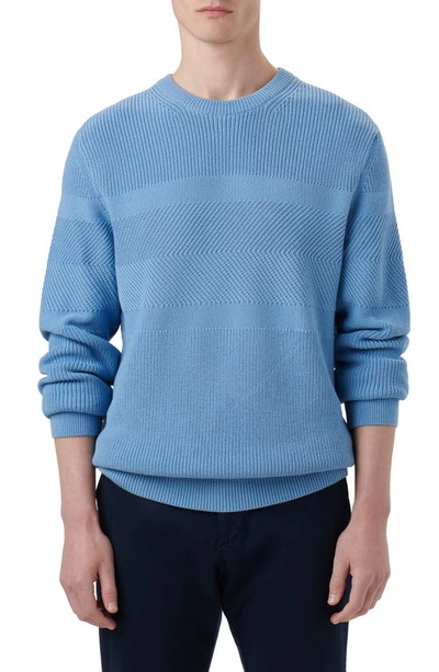 Bugatchi Mixed Stitch Cottton Sweater In Air Blue