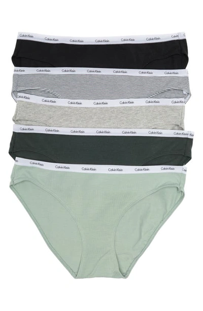 Calvin Klein Autograph 5-pack Bikini Panties In 6ou Black/ Sage