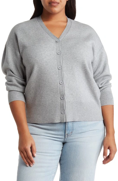 By Design Cher V-neck Button Front Cardigan In Light Heather Grey
