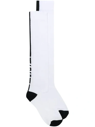 Msgm Logo Patch Socks In White