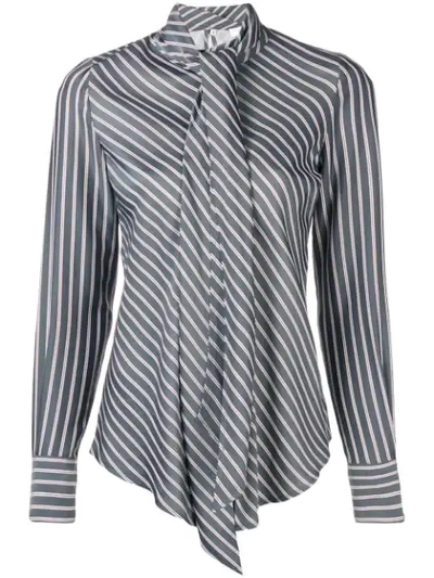 See By Chloé Striped Ascot Tie Blouse In Blue