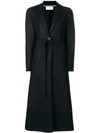 Harris Wharf London Long Belted Coat In 359 Dark Blue