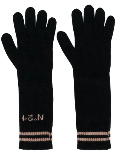 N°21 Nº21 Long Logo Gloves - Black