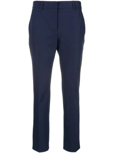 Prada Cropped Tailored Trousers In Blue