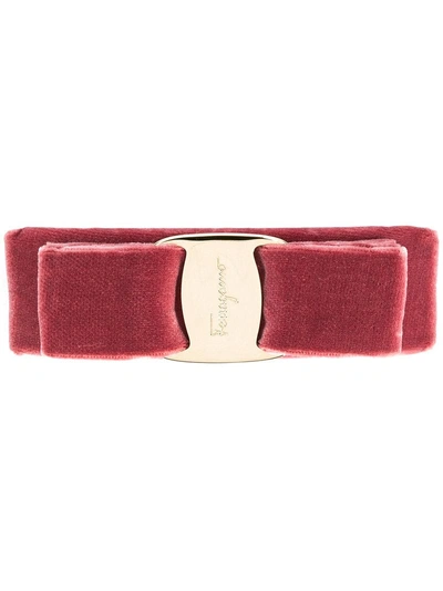 Ferragamo Salvatore  Velvet Vara Bow Hair Clip - Pink & Purple