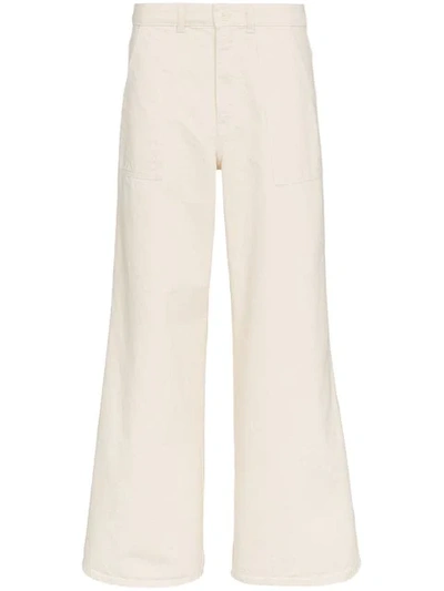 Ganni Bluebell Wide Leg Trousers In Neutrals