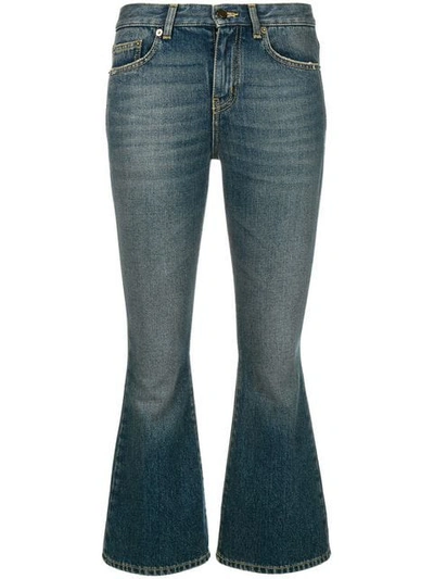 Saint Laurent Cropped Bootcut Jeans In Blue