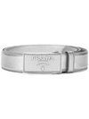 Prada Saffiano Logo Belt In Metallic