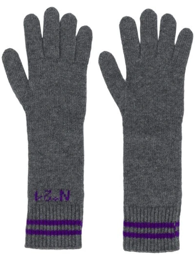 N°21 Long Logo Gloves In Grey