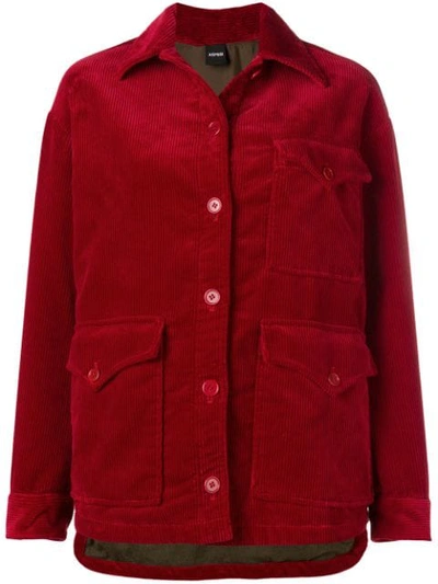 Aspesi Long Corduroy Jacket In Red