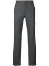 Prada Houndstooth Straight Leg Trousers In Grey