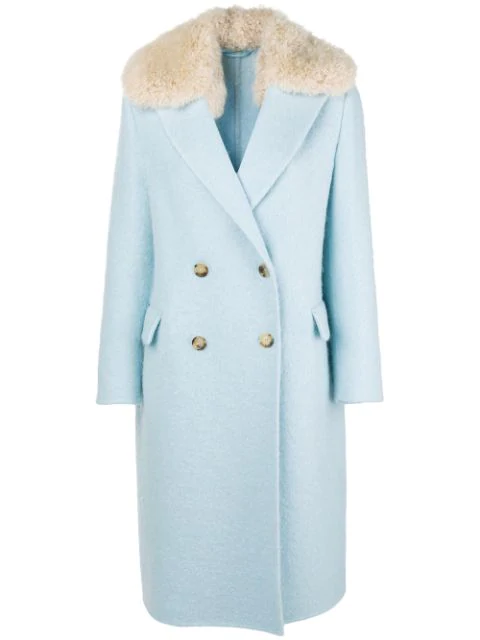 Ermanno Scervino Double Breasted Coat In Blue | ModeSens