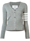 Thom Browne Four Stripe Cardigan In Grey