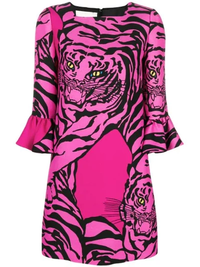 Valentino Animal Print Dress In Disco Pinknero
