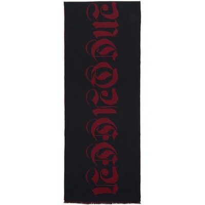 Alexander Mcqueen Black And Red Gothic Scarf In 1074 Blk/r