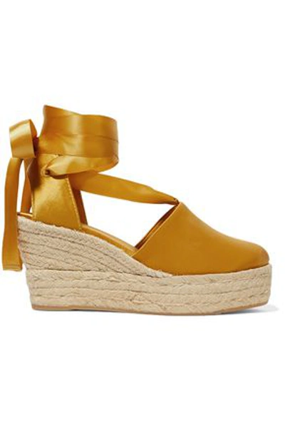 Tory Burch Elisa Satin Wedge Espadrilles In Saffron