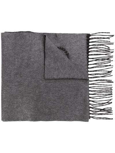 Dolce & Gabbana Logo-embroidered Fringed Scarf In Grey
