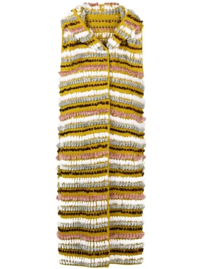 Liska Textured Stripe Vest In Yellow