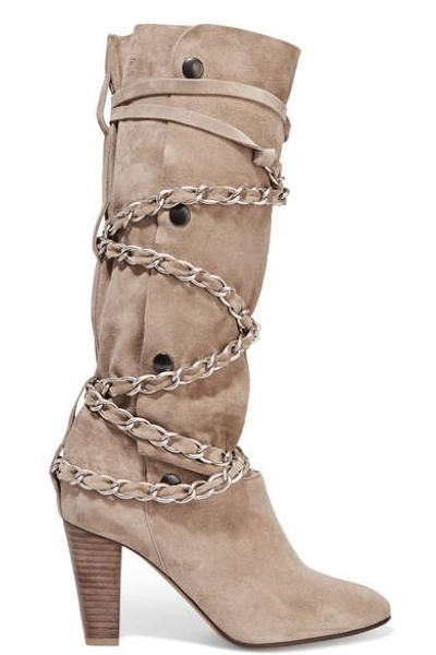 Isabel Marant Woman Soono Chain-trimmed Suede Boots Beige