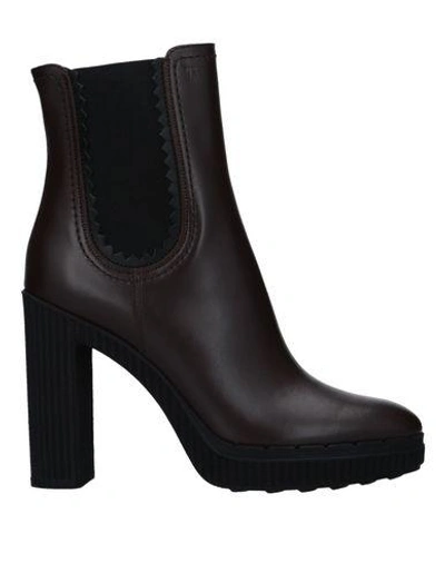 Tod's Ankle Boots In Dark Brown