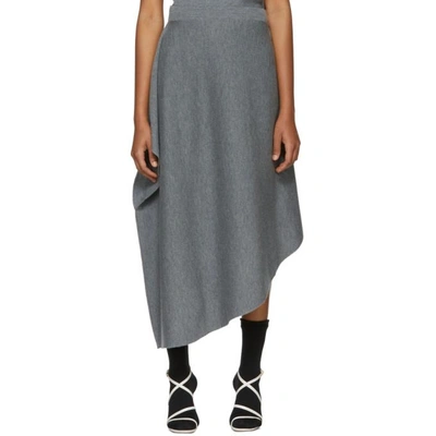 Jw Anderson Grey Merino Asymmetric Skirt In Mid Grey