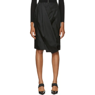 Prada Wrap-effect Nylon Skirt In F0002 Black