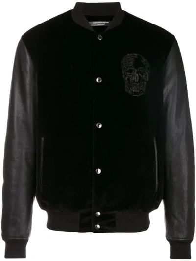 Alexander Mcqueen Sequin Embellished Skull Bomber Jacket In Black