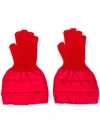 Moncler Quilted Wool-trim Gloves In Red