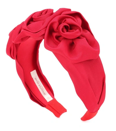 Jennifer Behr Triple Rosette Headband In Red