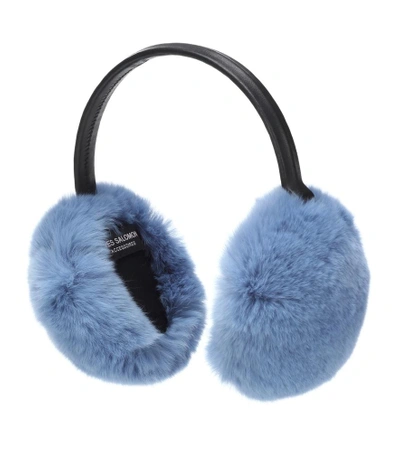 Yves Salomon Fur Ear Muffs In Blue