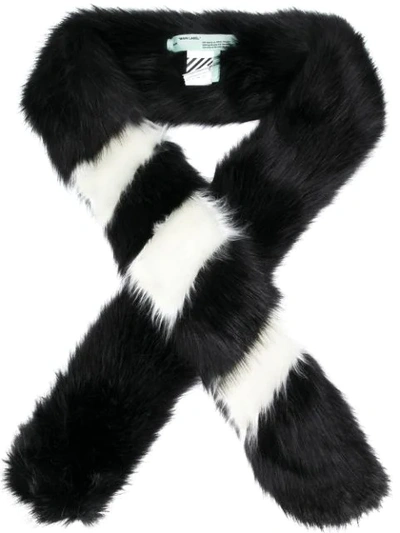 Off-white Faux Fur Scarf In Black